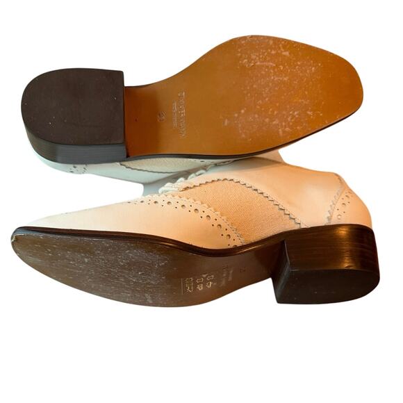 Zimmermann Oxfords Ivory Heeled Luxury Leather Canvas Brogues Size 38 7.5 NIB - Picture 7 of 10